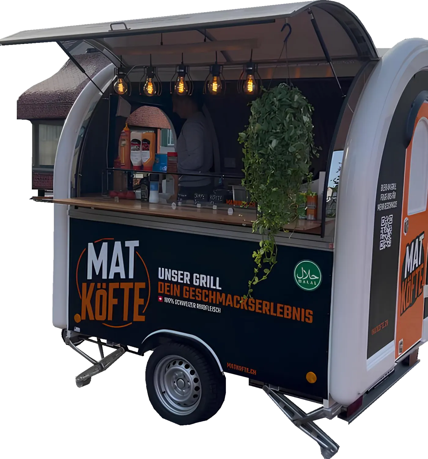 Der fertige MAT Köfte Truck in Schwarz und Orange mit dem Logo